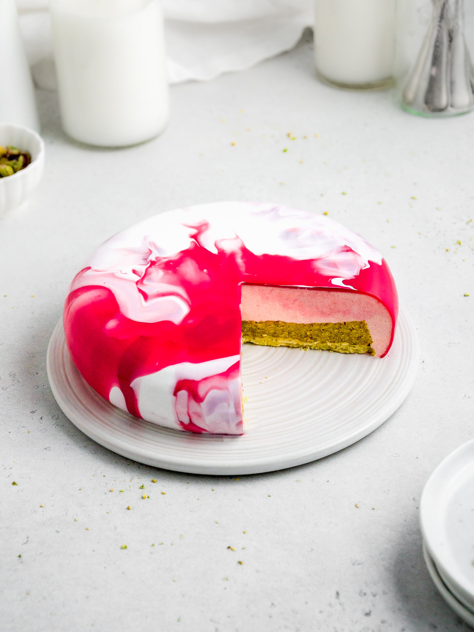 Mirror Glaze Raspberry Mousse Cake | bakewithlove