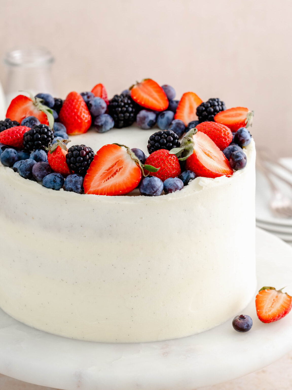 Strawberry and Blueberry Layer Cake - Julie Marie Eats