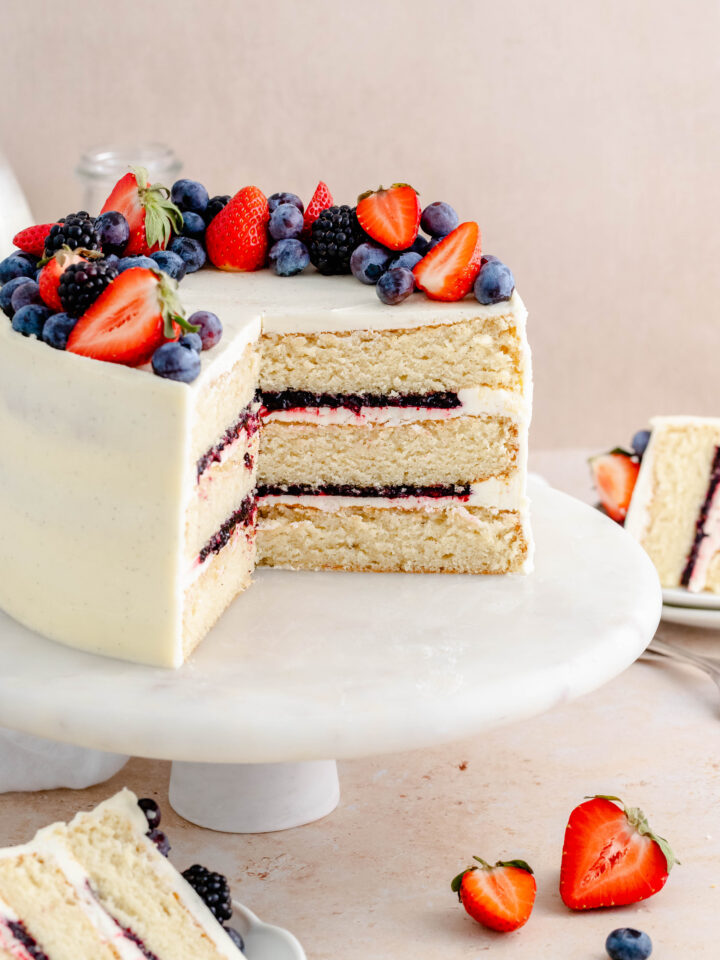 Strawberry and Blueberry Layer Cake - Julie Marie Eats