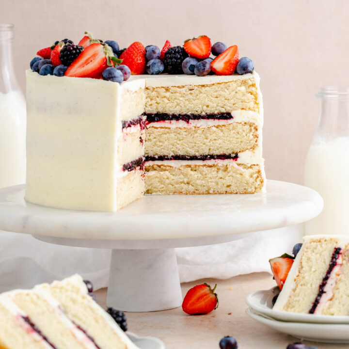 Strawberry and Blueberry Layer Cake - Julie Marie Eats