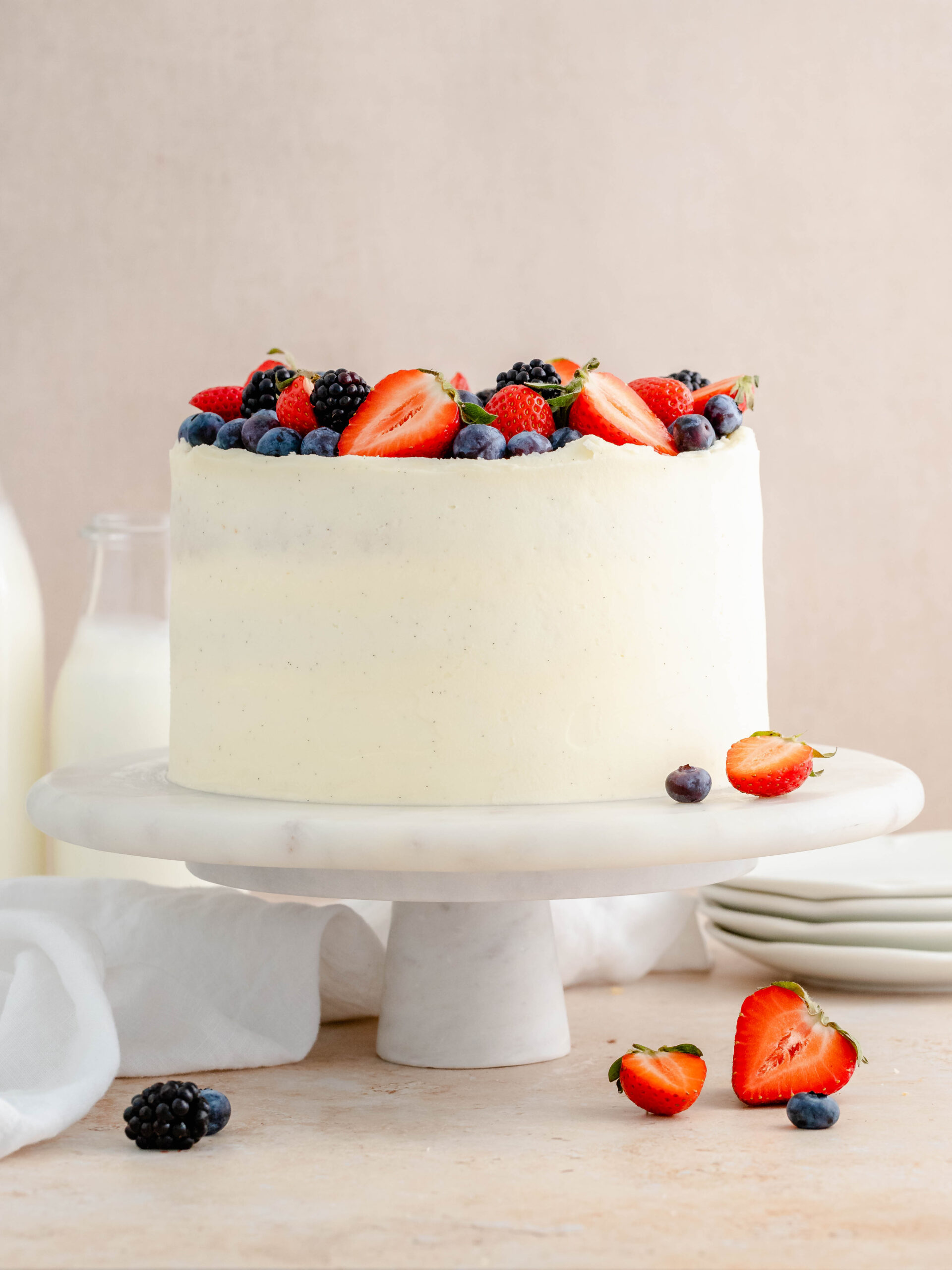 Strawberry and blueberry layer cake