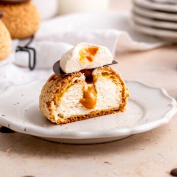 Choux au Craquelin with Coffee and Dulce de Leche - Julie Marie Eats