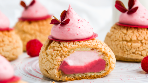 Raspberry Choux au Craquelin - Julie Marie Eats