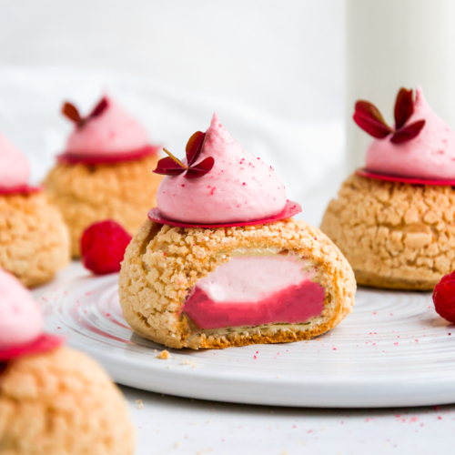 Raspberry Choux au Craquelin - Julie Marie Eats