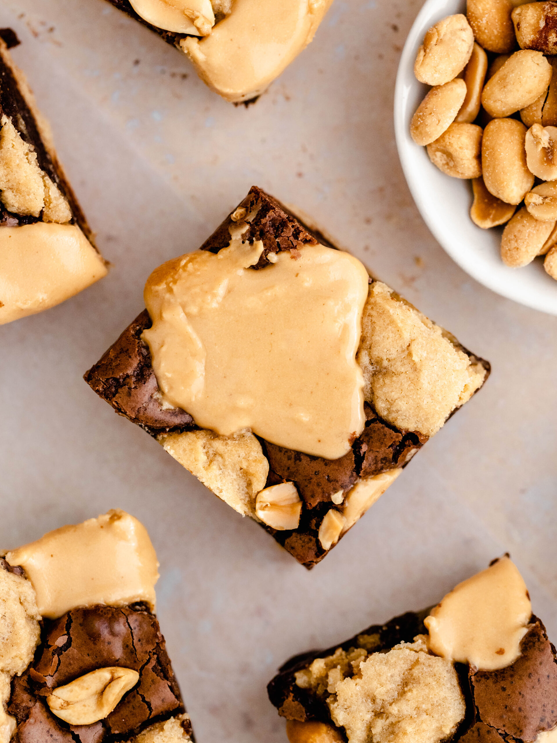 Slices of peanut butter brookie.