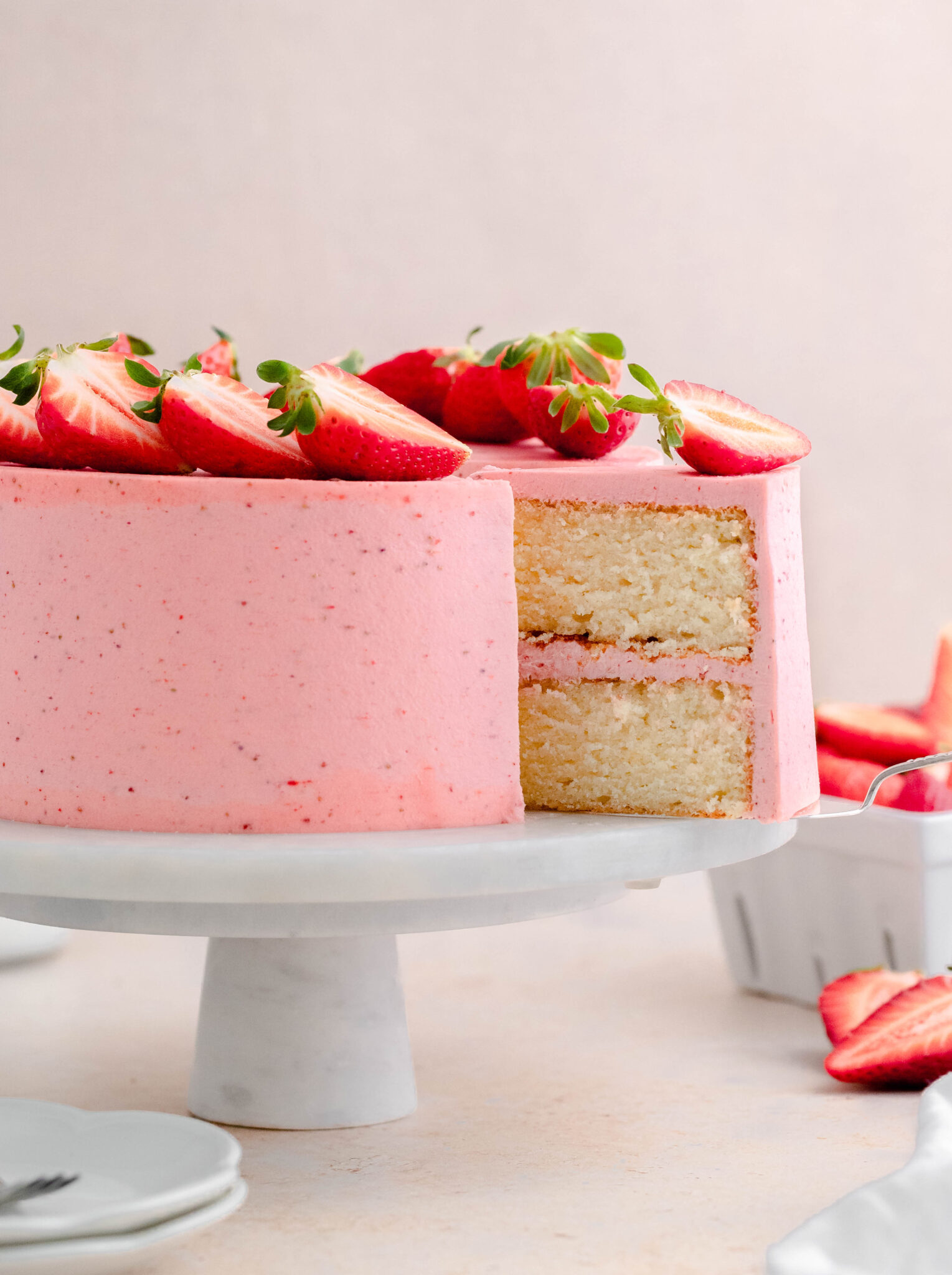 Strawberry Lemon Layer Cake - Julie Marie Eats