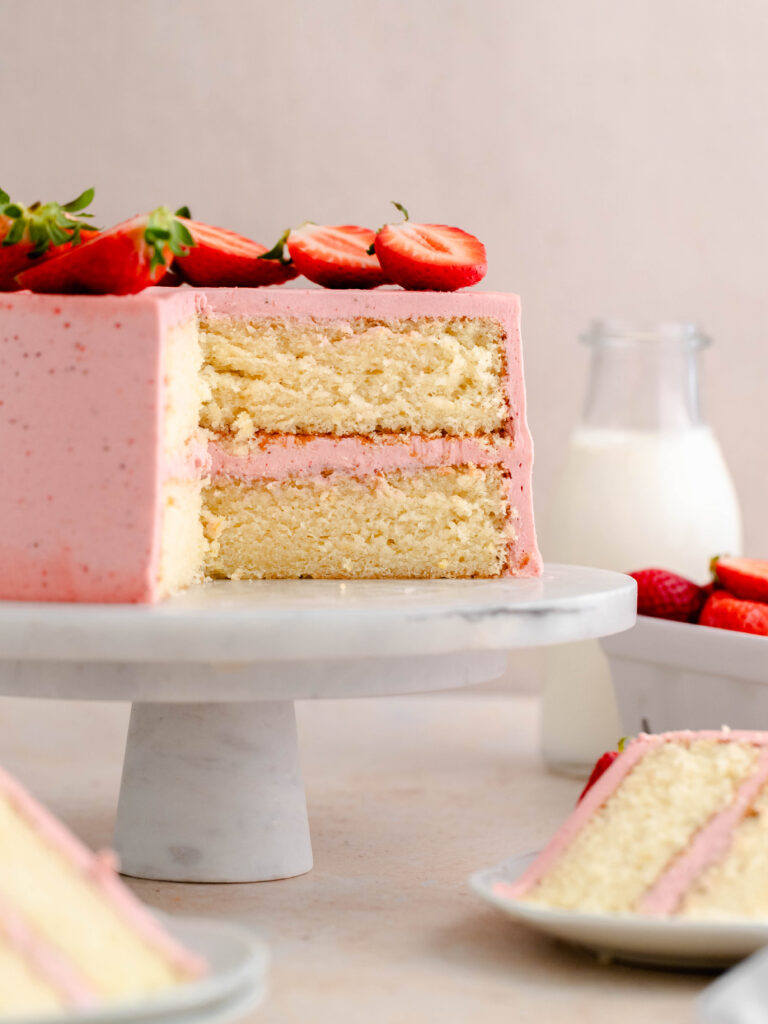 Strawberry Lemon Layer Cake - Julie Marie Eats