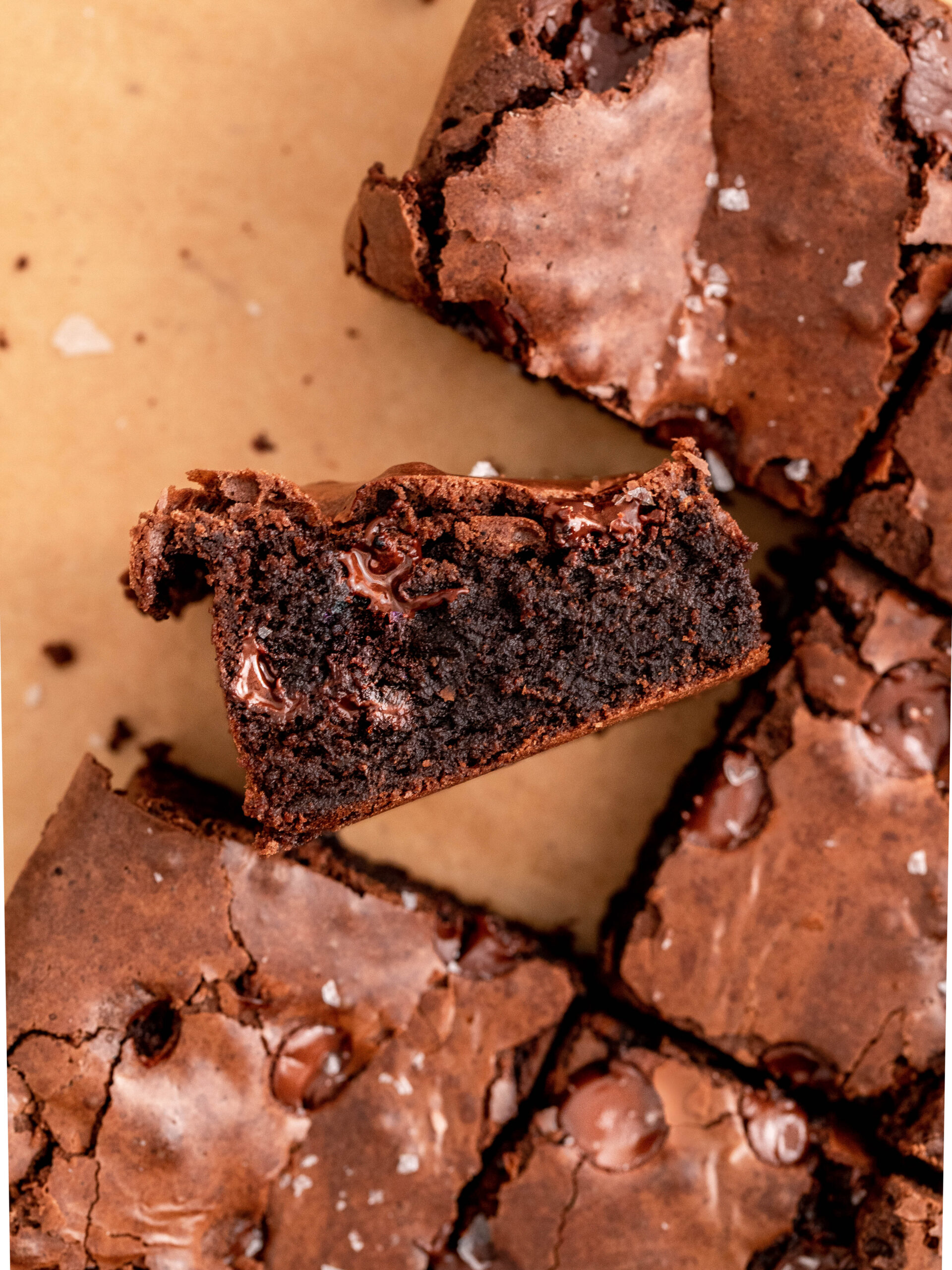 Slice cut of the small batch brownies