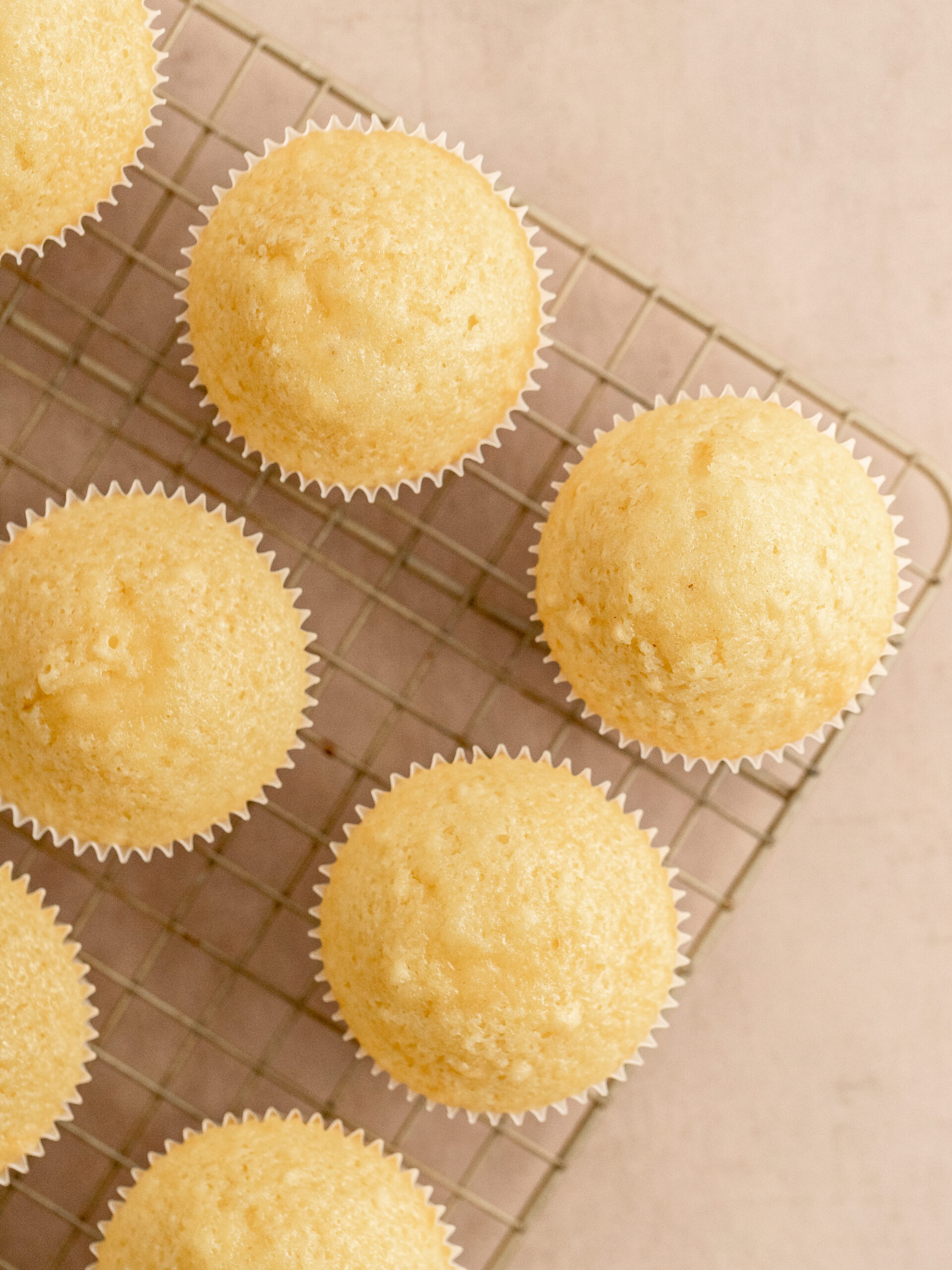 Step 8: Let the baked cupcakes cool down on a cooling rack.