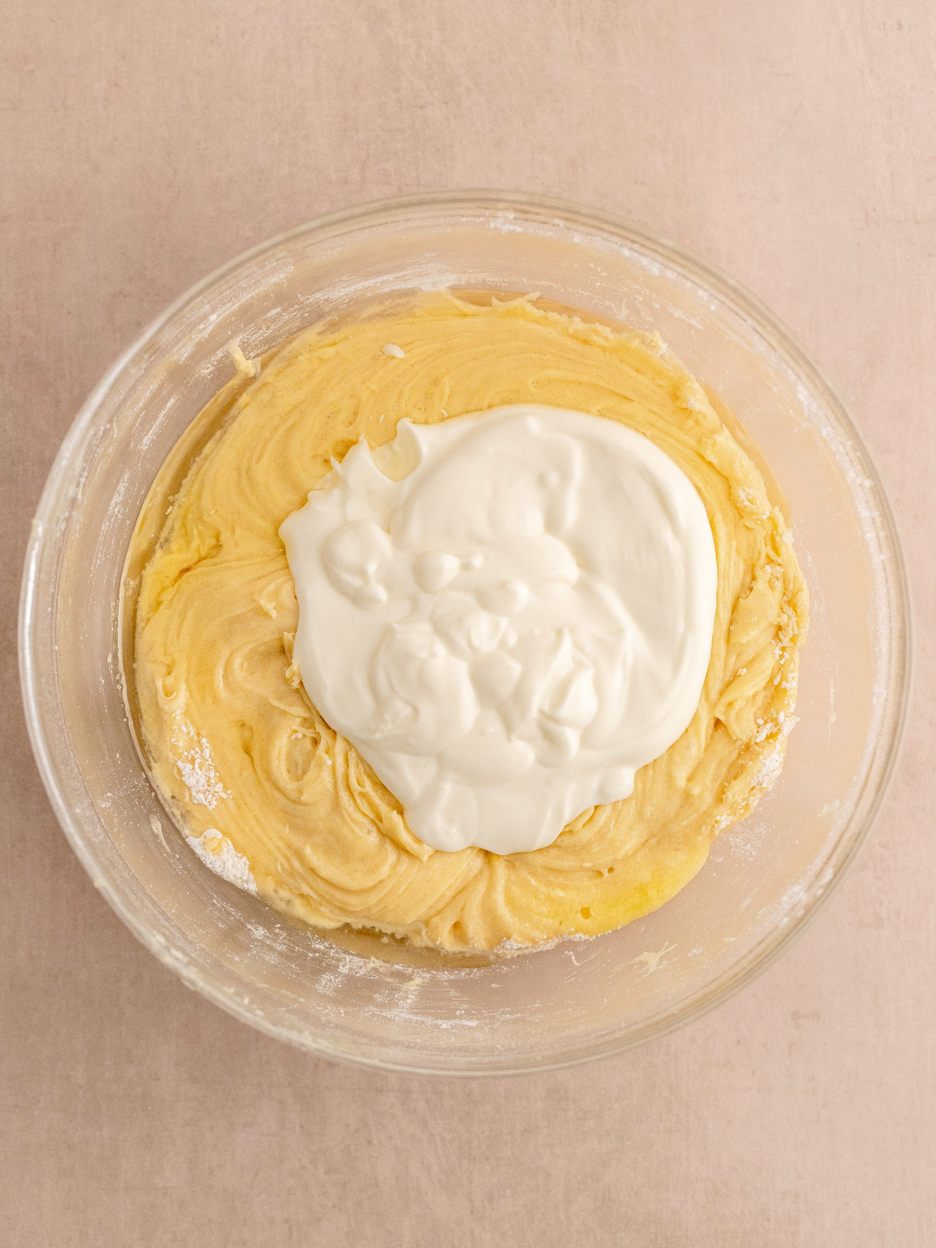 sour cream, oil and vanilla is added to the cake batter