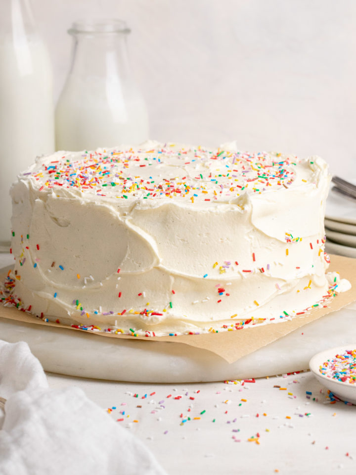 Classic Vanilla Birthday Cake - Julie Marie Eats