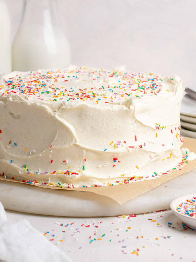 Classic Vanilla Birthday Cake - Julie Marie Eats