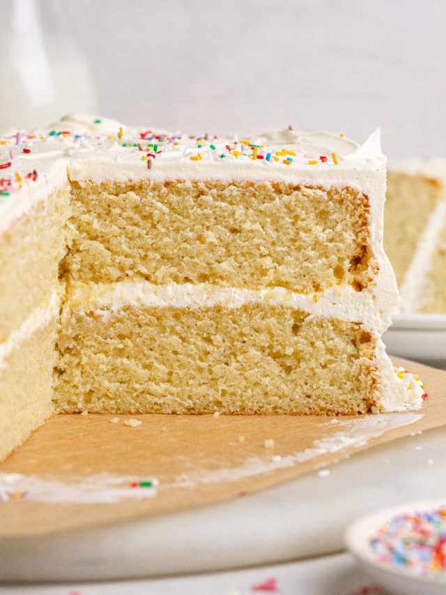 Classic Vanilla Birthday Cake - Julie Marie Eats