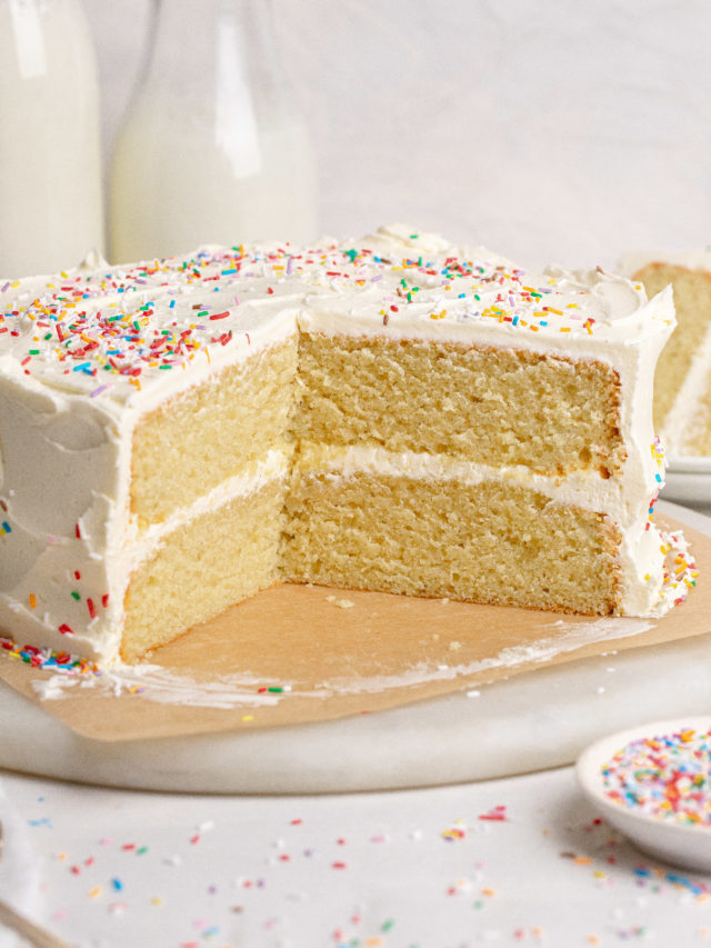 Classic Vanilla Birthday Cake - Julie Marie Eats