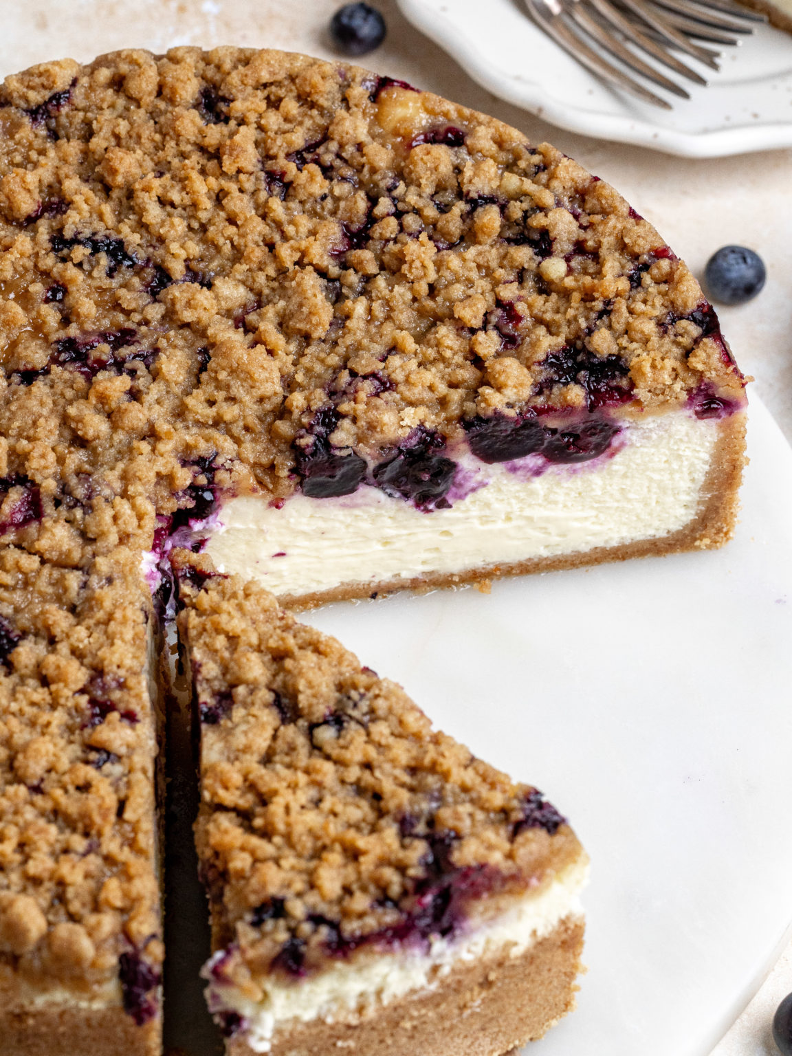 Blueberry Crumble Cheesecake - Julie Marie Eats