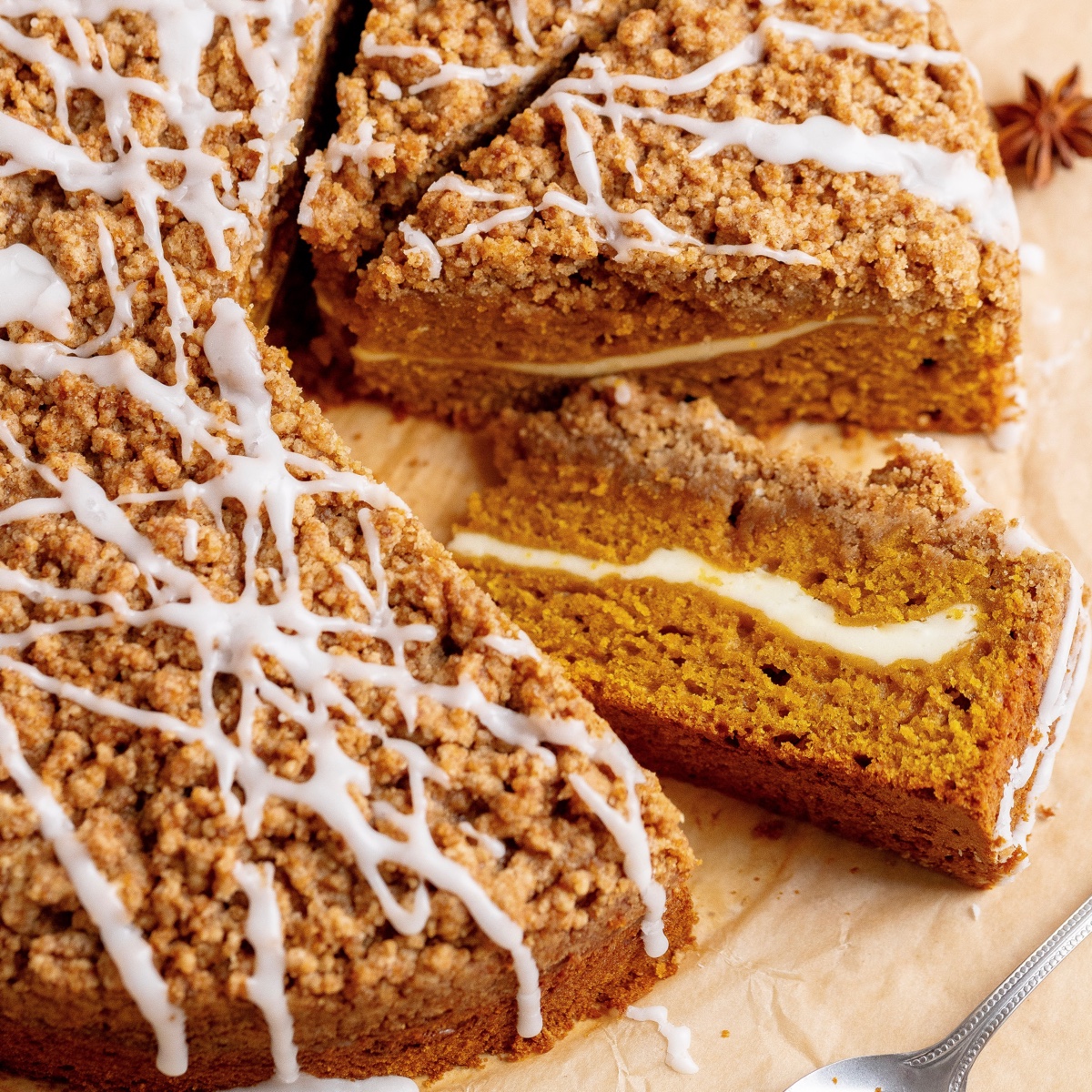 Pumpkin Coffee Cake with Cream Cheese - Julie Marie Eats