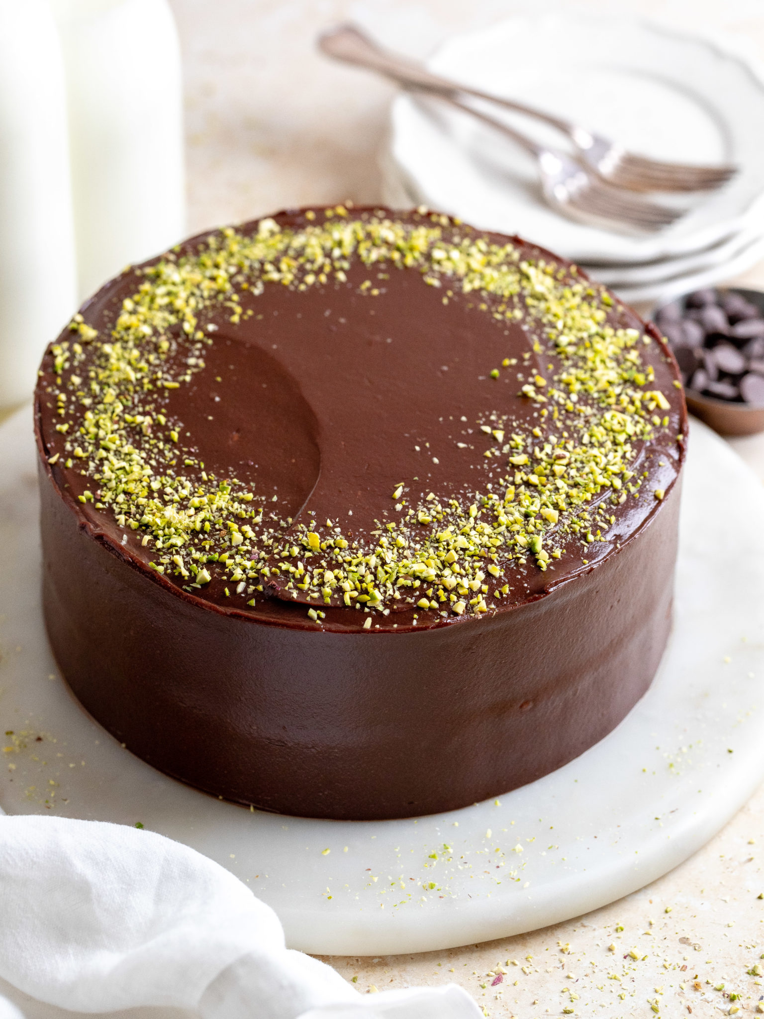 Chocolate Pistachio Cake - Julie Marie Eats