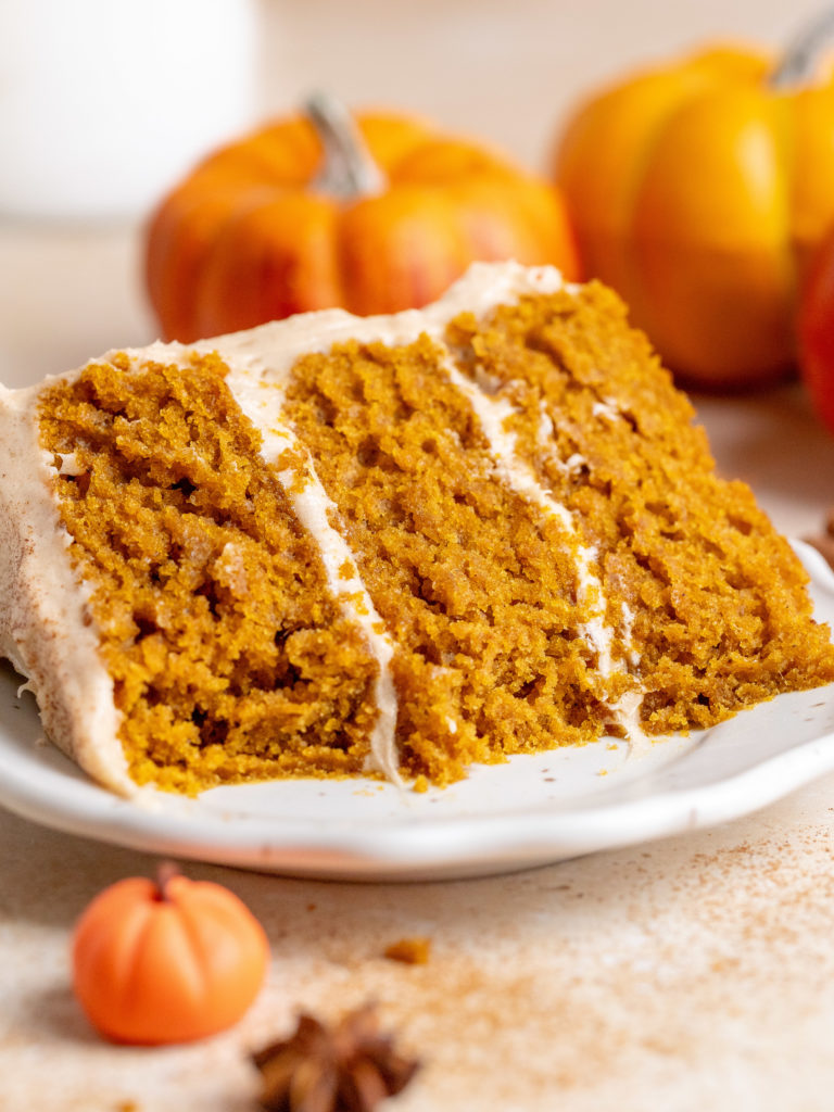 Pumpkin Cake with Cinnamon Cream Cheese Frosting - Julie Marie Eats