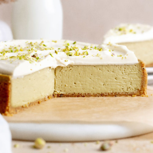 Creamy Pistachio Cheesecake - Julie Marie Eats