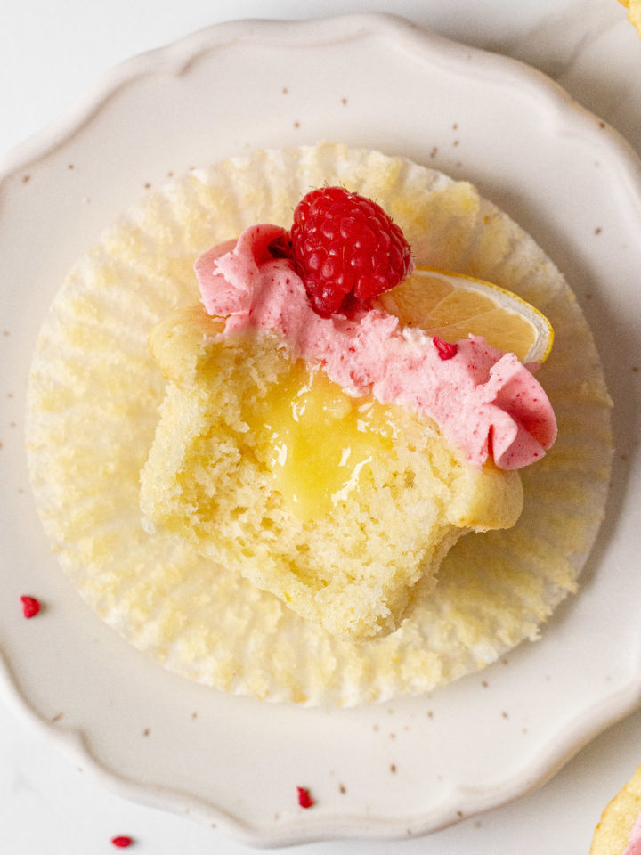 Raspberry Lemon Cupcakes with Lemon Curd Filling - Julie Marie Eats