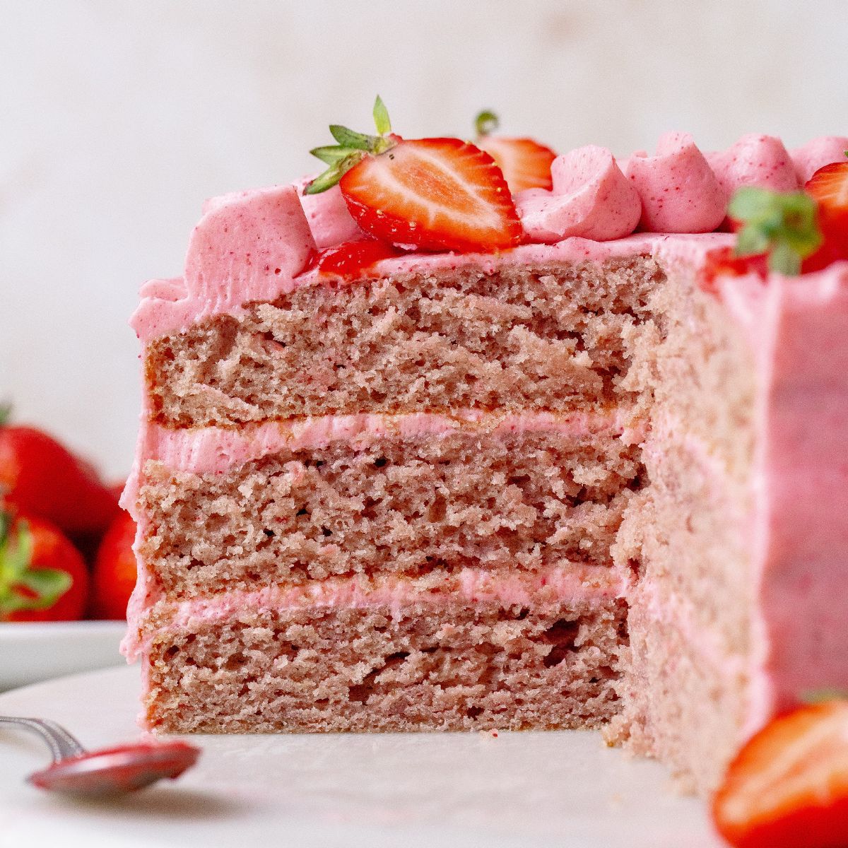 The Best Strawberry Layer Cake (Triple Strawberry Flavor)
