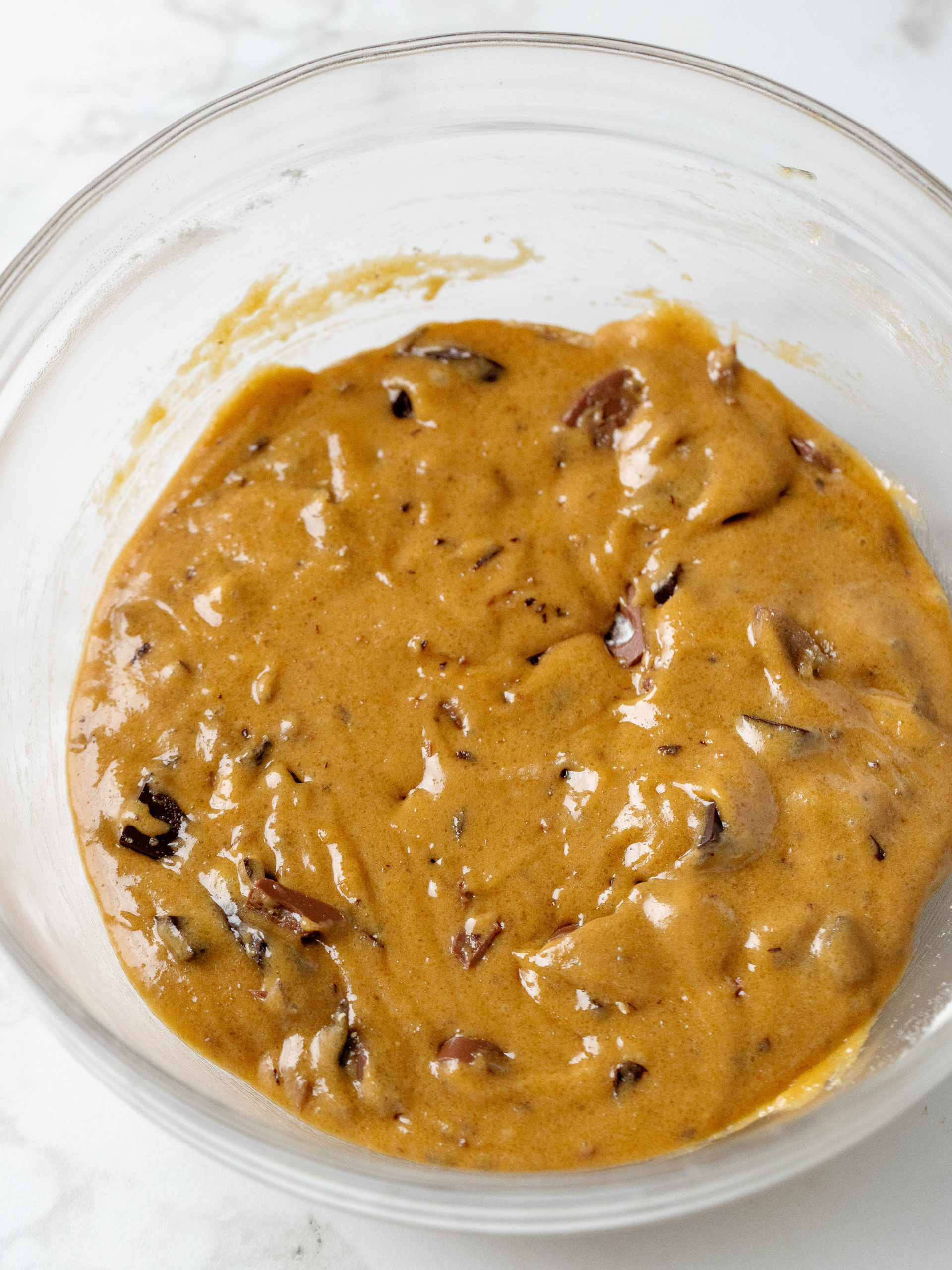 Brown butter blondies dough in mixing bowl